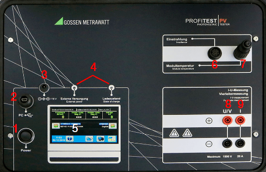 PROFITEST PV1500光伏組件IV測(cè)試儀主面板介紹